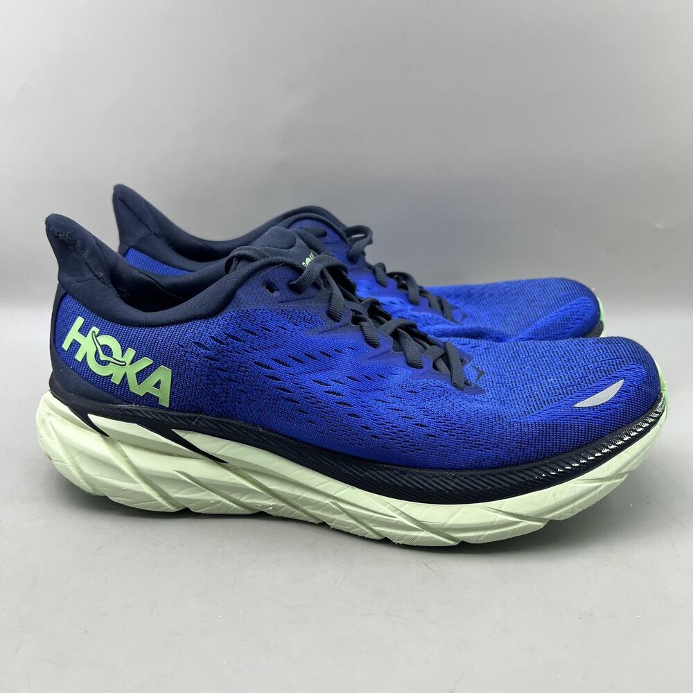 Hoka One One Clifton 8 Running Shoes Men Size 9.5 Blue Mesh Comfort Low Sneakers